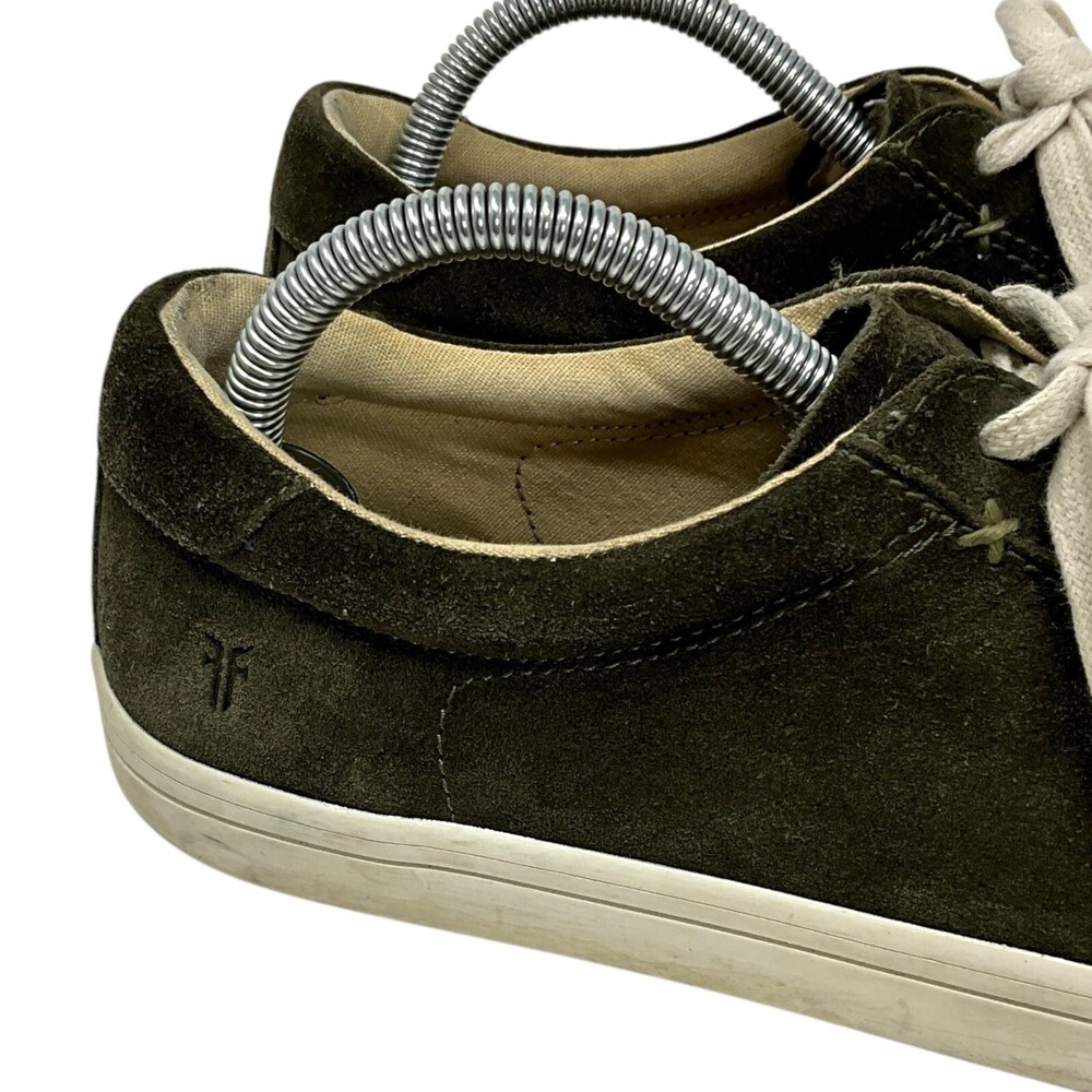 Frye Size 8.5 Kerry Sneakers Dark Green Suede Low Top White Laces Women's - Picture 7 of 16